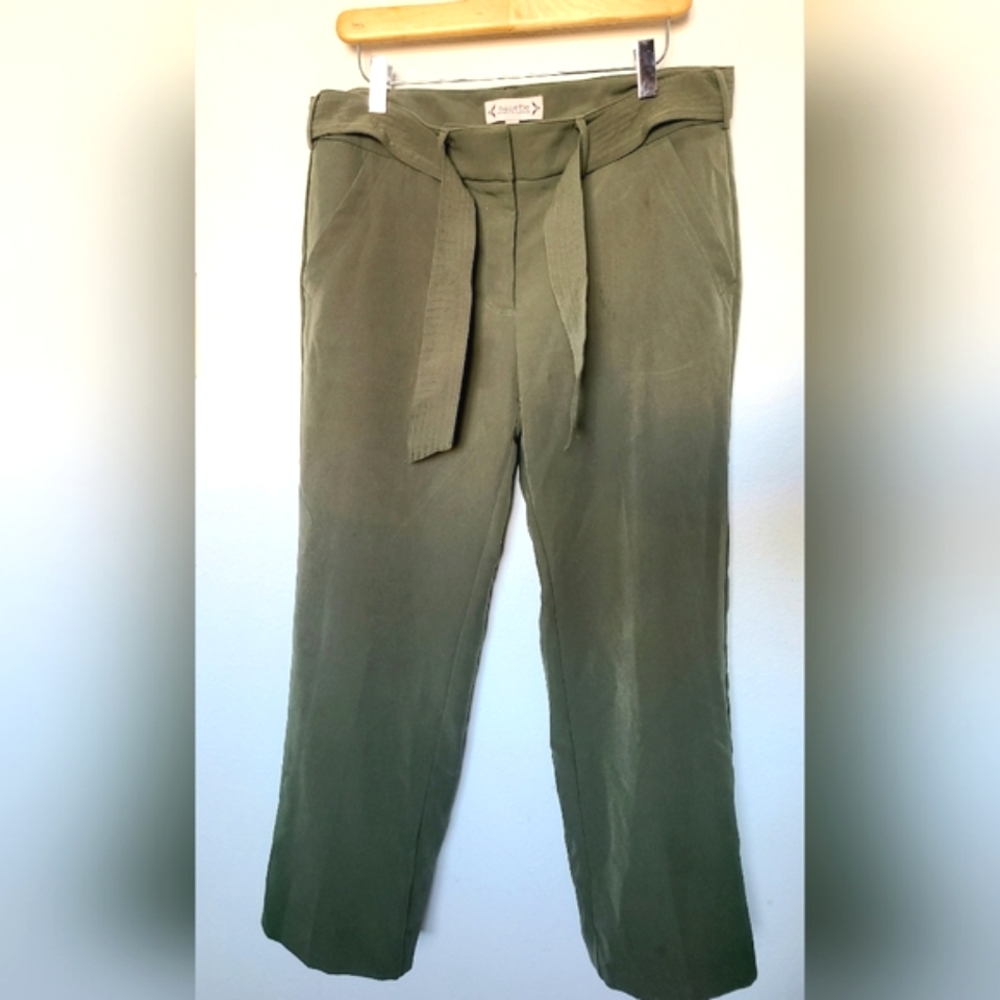 Nanette Lepore Belted Green Cropped Ankle Pants